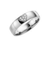 14K witgouden trouwring diamant Pioenroos H76W