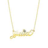 Zilveren goldplated naamketting met geboortesteen voor dames