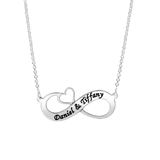 Kette, 925 Silber, Infinity+Herz, schwarze Gravur