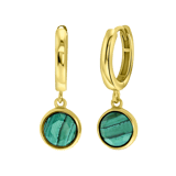 Zilveren goldplated oorringen met malachiet voor dames