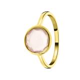 Ring aus 925 Silber, gold, Edelstein Rosenquarz