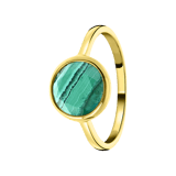 Ring aus 925 Silber, Gold, Edelstein Malachit