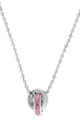 Gerecycled stainless steel kinderketting licht roze kristal