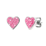 Little Miss Fabulous gerecycled stainless steel kinderoorbellen hart met roze kristal