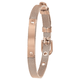 Stainless steel roséplated fantasiearmband met graveerplaat voor dames