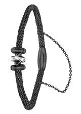 Stainless steel armband mesh kristal blackplated