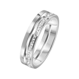 Stainless steel ring 2rij met kristal