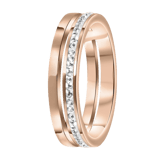 Stainless steel ring roseplated 2rij met kristal