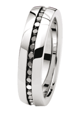 Stainless steel ring met zwarte zirkonia