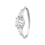 Weißer Ring, 375 Gold, mit Zirkonia, rund und Tropfenform