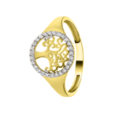 Ring, 375 Gold, mit Lebensbaum und Zirkonia