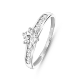 Weißer Solitär-Ring, 375 Gold, mit Zirkonia