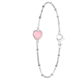 Silberfarbenes Byoux-Armband mit rosafarbenen Herzchen