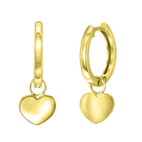 Zilveren goldplated oorringen met hanger hart voor dames