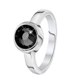 Stainless steel ring met zwarte zirkonia