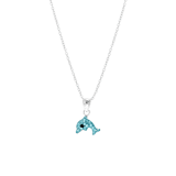 Kinderhalskette, 925 Silber, Delfin, Aqua-Kristall
