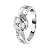Ring, 925 Silber, Gravur, Zirkonia