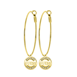 Guess stainless steel goldplated oorringen met hanger met kristal voor dames