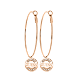 Guess stainless steel roséplated oorringen met hanger met kristal voor dames