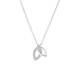 Zilveren ketting blad met zirkonia voor dames