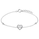 Zilveren armband met hanger hart infinity zirkonia
