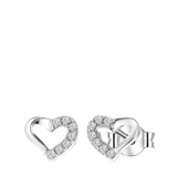 Ohrringe, 925 Silber, Herz, mit Zirkonia