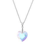 Zilveren ketting met hanger hart met Swarovski kristal AB voor dames