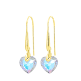 Zilveren goldplated oorringhangers hart met kristal voor dames