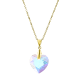 Zilveren goldplated ketting met hanger hartje met kristal AB voor dames
