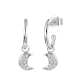 Ohrringe, 925 Silber, Mond, mit Zirkonia