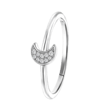 Zilveren ring maan met zirkonia