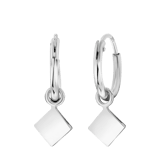 Zilveren oorringen met hanger ruit