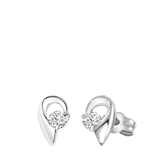 Ohrstecker, 925 Silber, halbes Herz mit Zirkonia