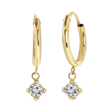 14 karaat geelgouden oorbellen met zirkonia hanger