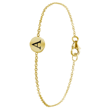 Zilveren goldplated fantasiearmband met letterhanger voor dames