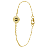 Zilveren goldplated fantasiearmband met letterhanger voor dames
