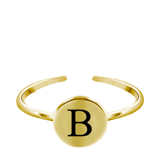 Silberring Alphabet, verstellbar und vergoldet