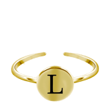 Silberring Alphabet, verstellbar und vergoldet