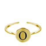 Zilveren ring alfabet verstelbaar goldplated
