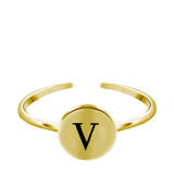 Silberring Alphabet, verstellbar und vergoldet