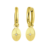 Ohrringe, Edelstahl, vergoldet, mit Anhänger, oval, Stern