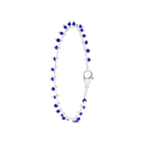 Bijoux zilverkleurige enkelbandje met blauwe kralen voor dames