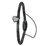 Stainless steel armband mesh blackplated hart