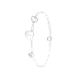 Zilveren bedelarmband harten/love