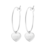 Zilveren oorringen met hanger hart/love