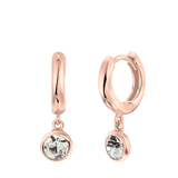 Zilveren roséplated oorringen met rose kristal voor dames