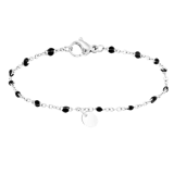 Armband, Edelstahl, Gravurplättchen, oval, schwarz, Emaille