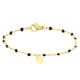 Stainless steel goldplated kralenarmband met zwart emaille voor dames