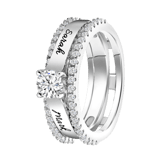 Ring, 925 Silber, Gravur, 2-teilig, Zirkonia