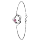 Zilveren armband hart gravure geboortesteen